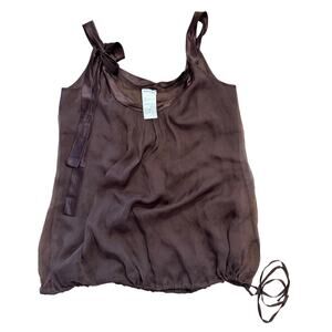 Intimissimi Silk Scoop Neck Sheer Top Cami in Espresso Brown Women's sz. Medium
